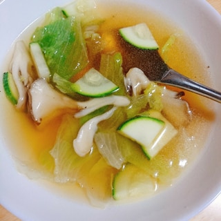 ズッキーニ 舞茸 レタスのスープ